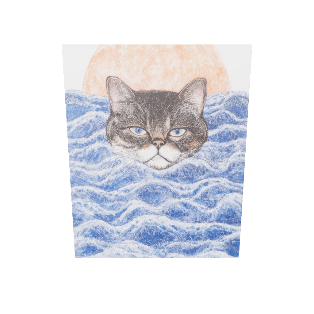 Red Sun Cat Emerging from Ocean Canvas